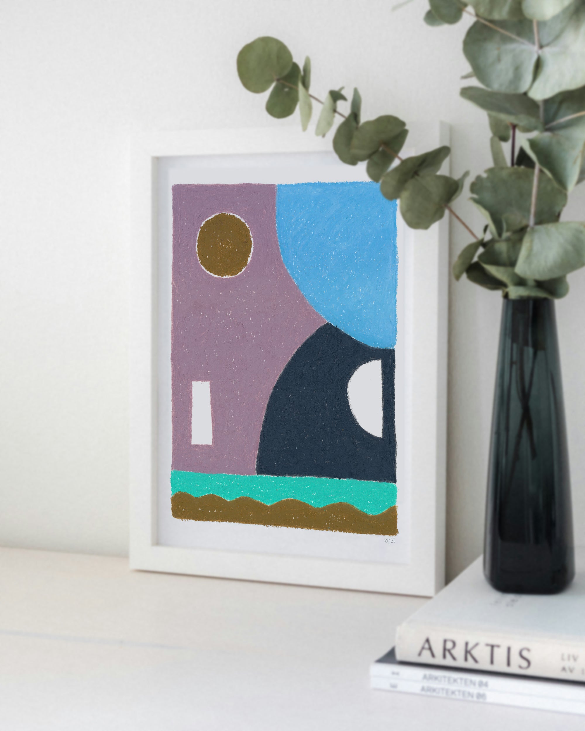 White box framed artwork for a calm creative space and slow living.