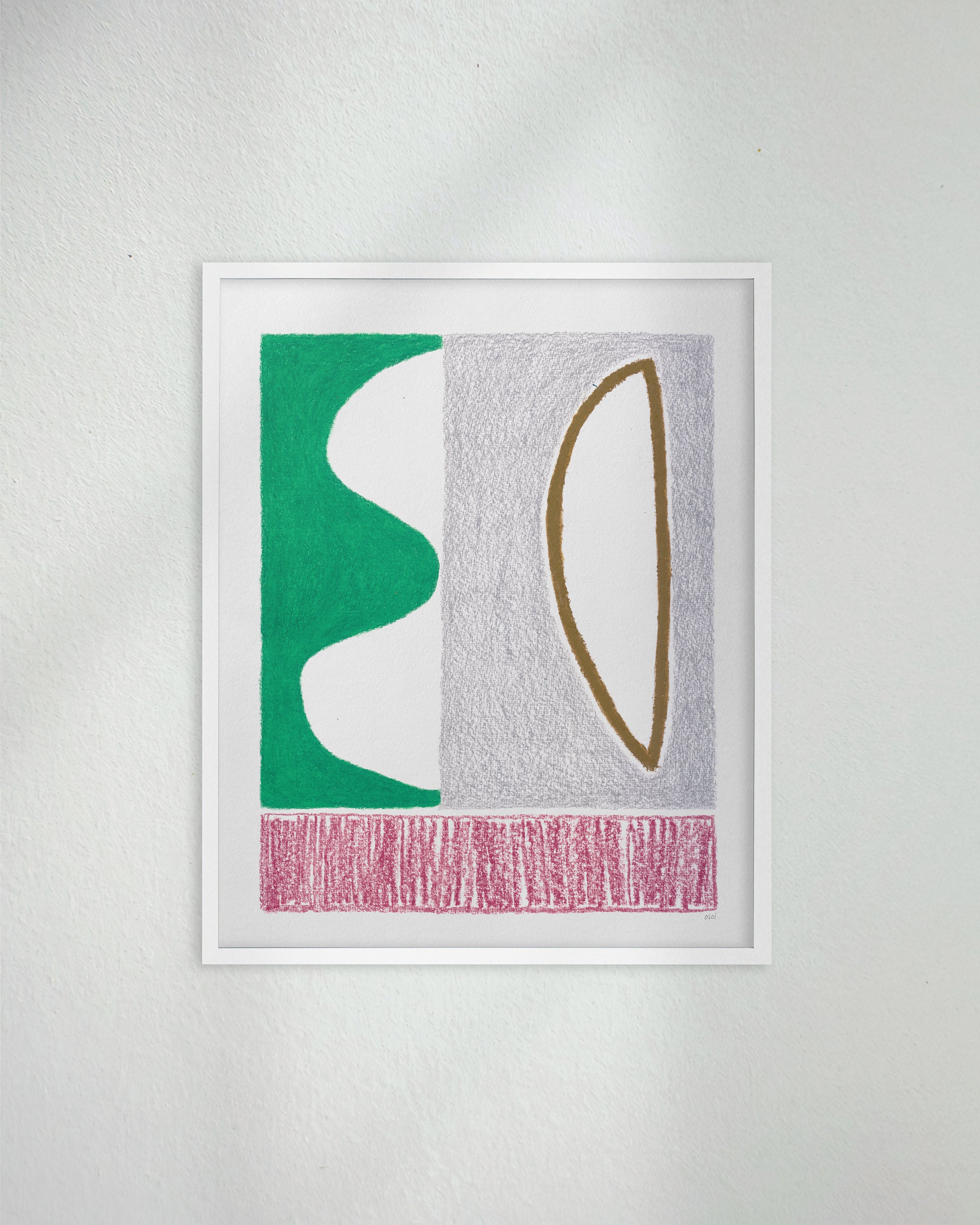 "Earth Sign" original art print on heavyweight cotton rag paper. Framed in a box style white timber frame.