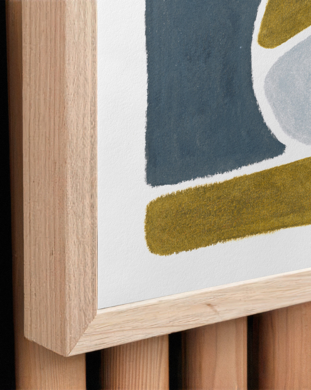 A modern box style frame in Tasmanian oak to show this playful and relaxing art print for slow living. 