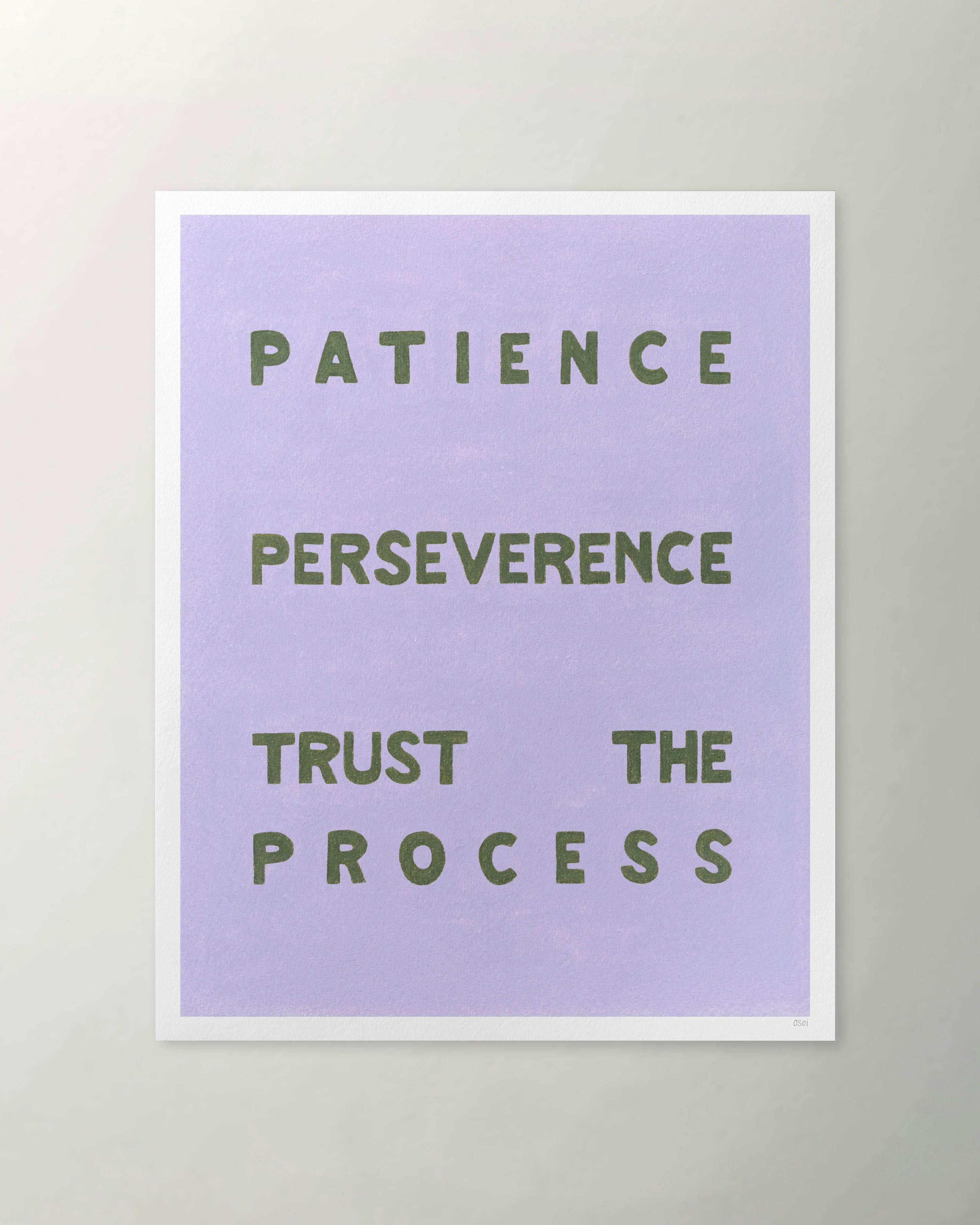 "Patience Perseverence" original art print on heavyweight cotton rag paper. 